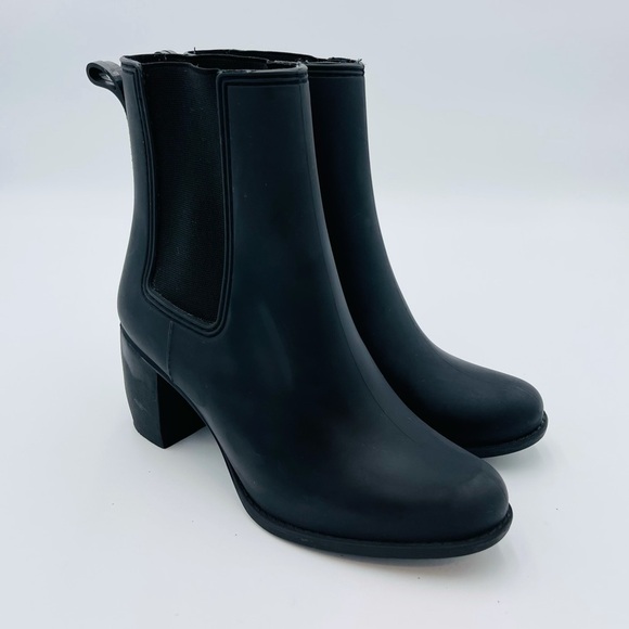 Jeffrey Campbell Havana Last Matte Black Heeled Waterpoof Rainboots - Picture 1 of 7